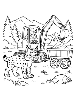 Free printable Bobcat Driving A Small Excavator coloring page