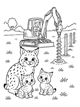 Free printable Bobcat Family And Compact Excavator coloring page