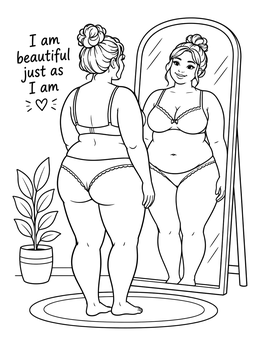 Free printable Confident Woman In The Mirror coloring page