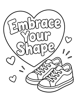 Free printable Embrace Your Shape Sneakers And Heart coloring page