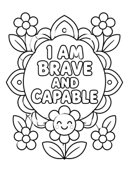 Free printable I Am Brave And Capable Affirmation coloring page