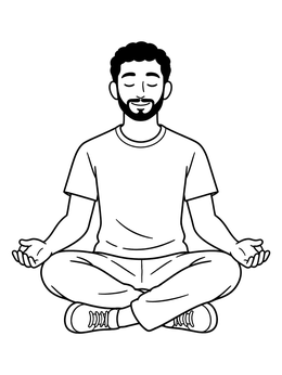 Free printable Meditating Man Sitting Cross Legged coloring page