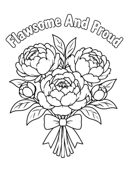 Free printable Peony Bouquet Flawsome And Proud coloring page