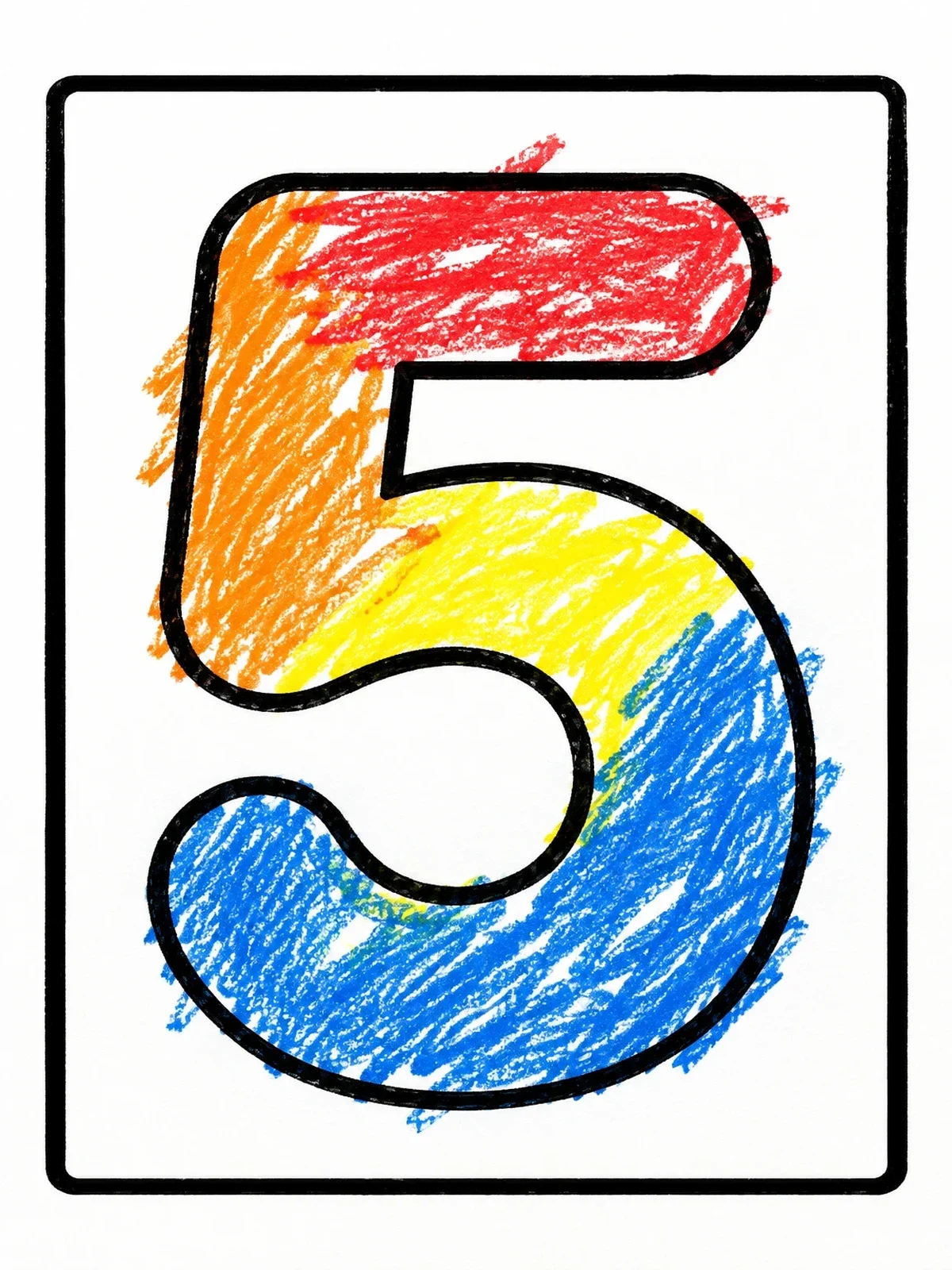 Colored example of the Bold Outlined Number Five coloring page