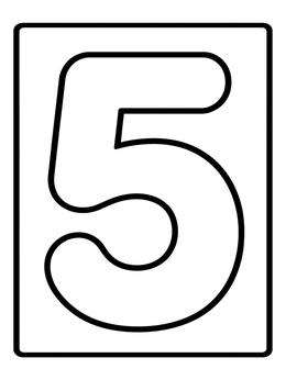 Free printable Bold Outlined Number Five coloring page
