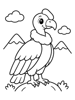 Free printable Cute Andean Condor In The Mountains coloring page