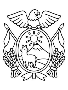 Free printable Bolivian Coat Of Arms Emblem coloring page