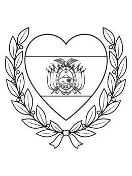 Free printable Bolivian Coat Of Arms Heart Wreath coloring page