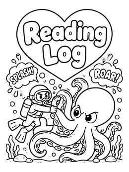 Free printable Reading Log Octopus Adventure coloring page