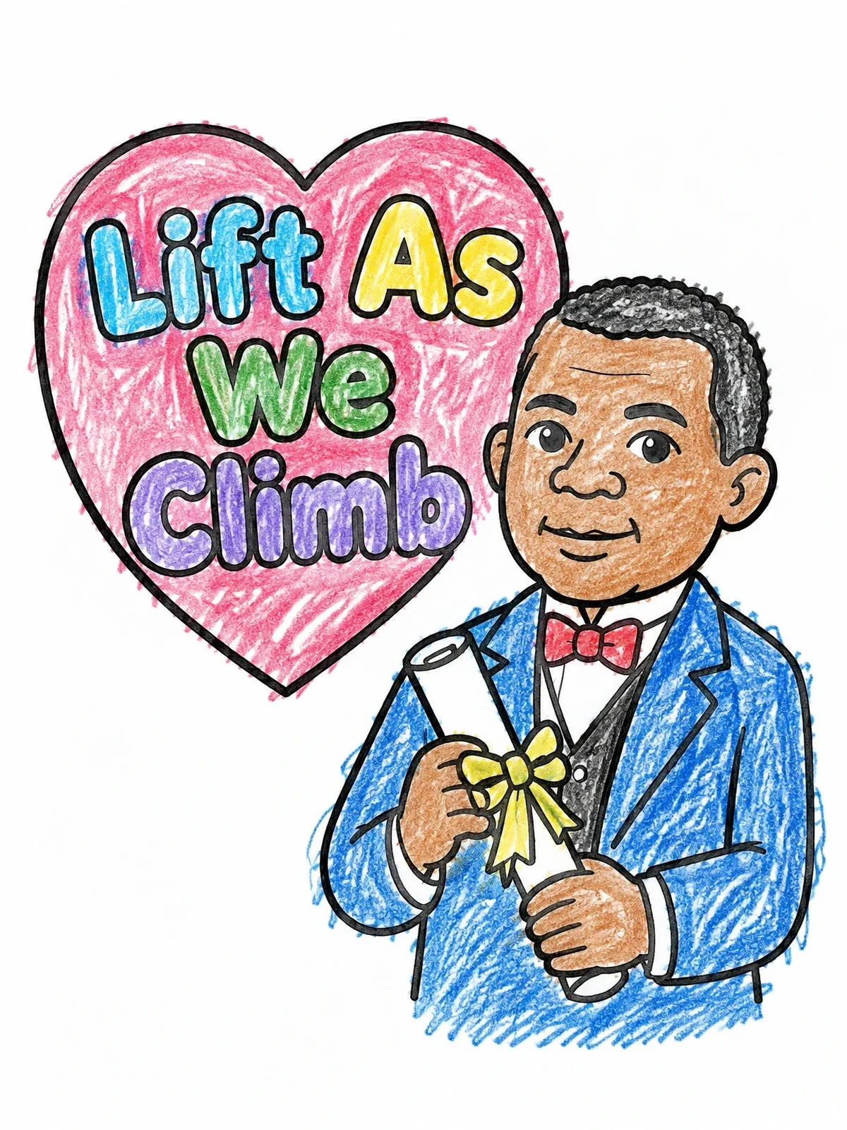 Colored example of the Booker T Washington With Diploma coloring page