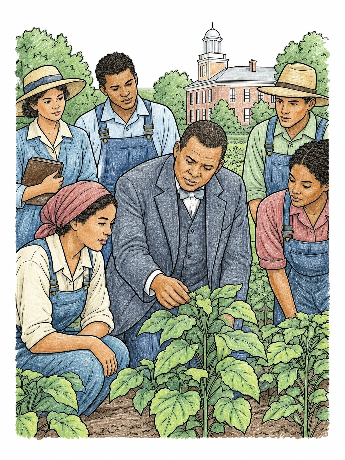 Colored example of the Booker T. Washington With Agriculture Students coloring page