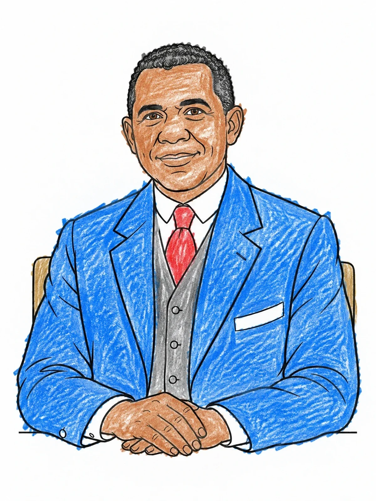 Colored example of the Booker T Washington Portrait In Suit coloring page
