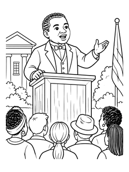 Free printable Booker T Washington Delivering Speech coloring page