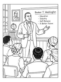 Free printable Booker T. Washington Teaching In Classroom coloring page