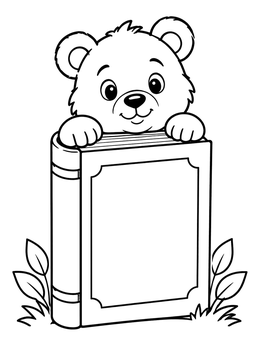Free printable Cute Bear Peeking Behind Book coloring page