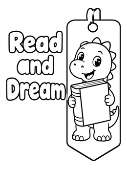 Free printable Cute Dinosaur Bookmark Read And Dream coloring page