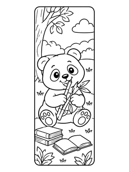 Free printable Cute Panda Bookmark With Books coloring page