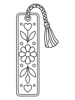 Free printable Floral Bookmark With Braided Tassel coloring page