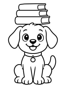 Free printable Puppy Balancing Books On Head coloring page
