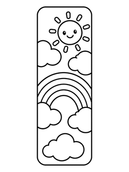 Free printable Sunny Rainbow Sky Bookmark coloring page