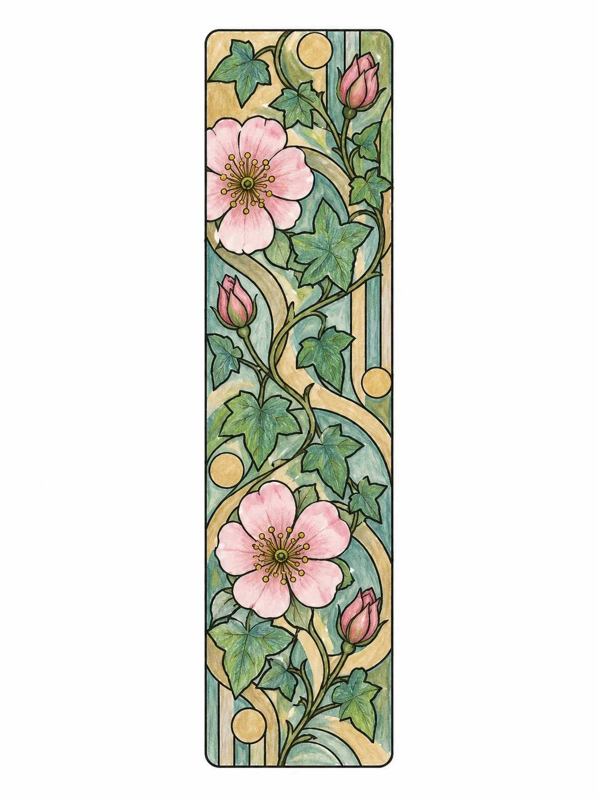 Colored example of the Wild Roses And Ivy Bookmark coloring page