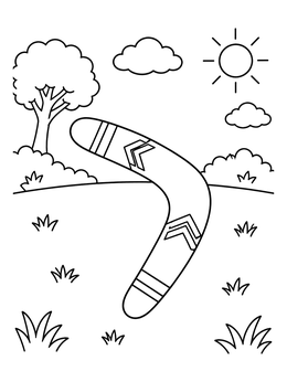 Free printable Boomerang Flying Over Sunny Meadow coloring page