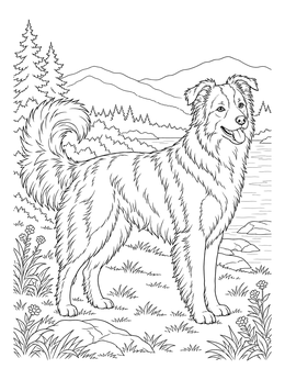 Free printable Border Collie By The Lake coloring page
