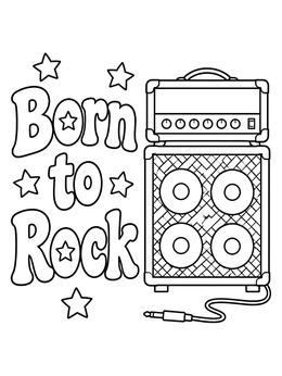 Free printable Born To Rock Amplifier Stack coloring page