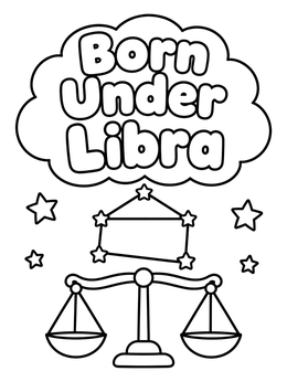 Free printable Born Under Libra Zodiac Scales coloring page