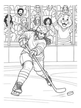 Free printable Ice Hockey Slapshot Arena Action coloring page