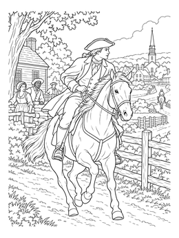 Free printable Paul Revere Midnight Ride coloring page