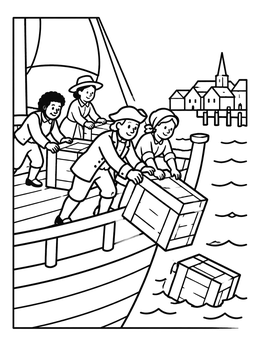 Free printable Boston Tea Party Ship coloring page
