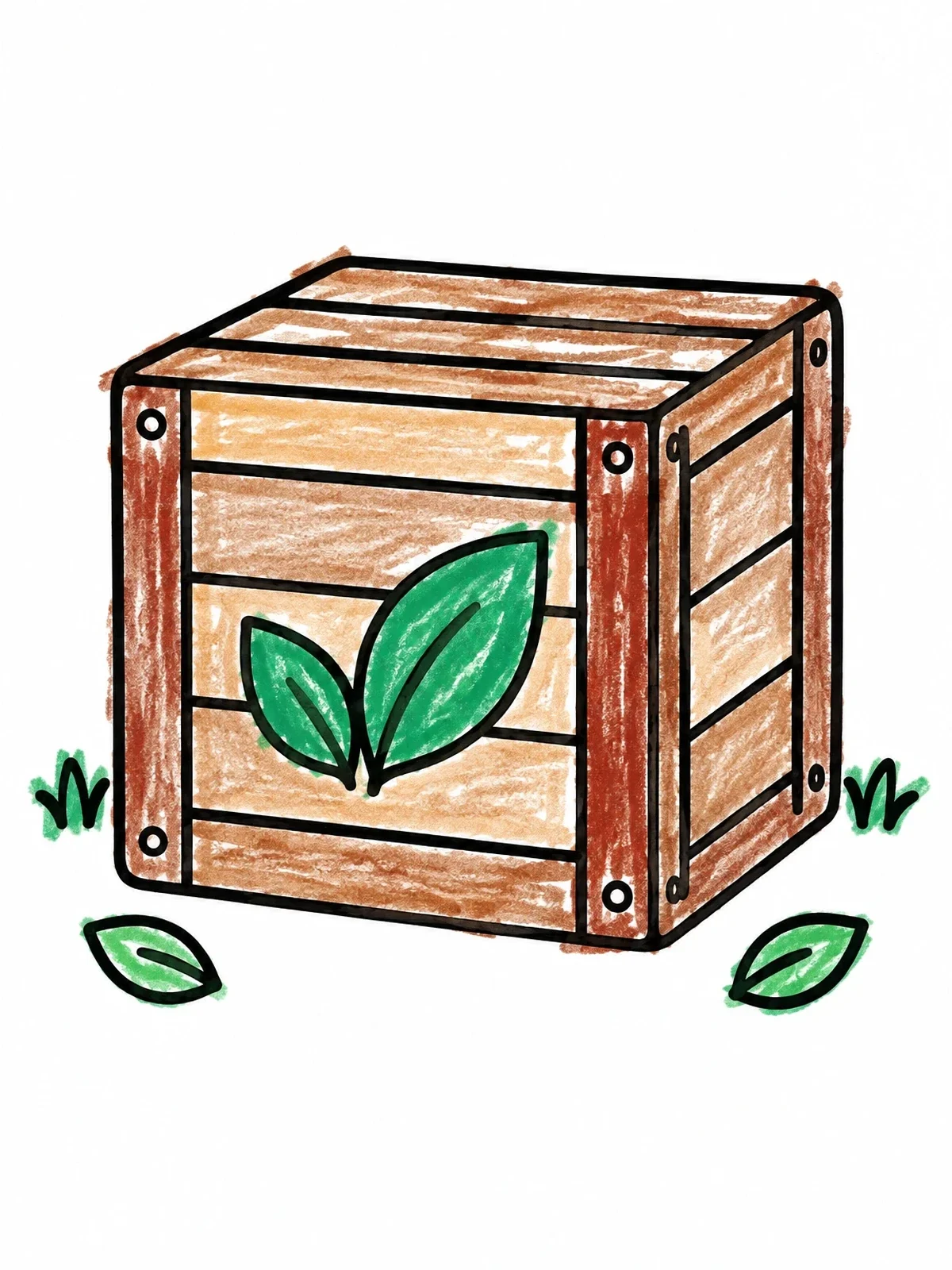 Colored example of the Historic Boston Tea Party Crate coloring page