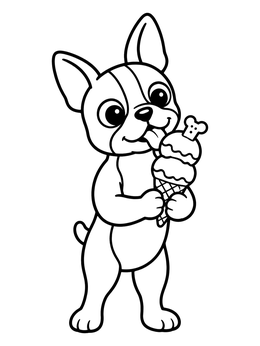 Free printable Boston Terrier With Ice Cream Cone coloring page