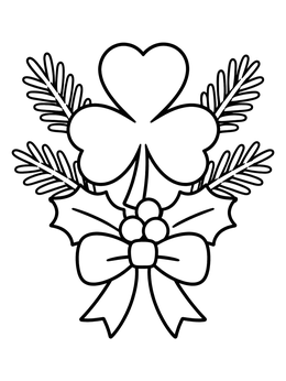 Free printable Festive Shamrock And Winter Greenery Arrangement coloring page