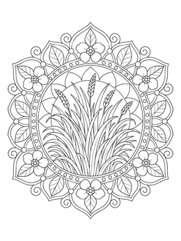 Free printable Botanical Grass Mandala Pattern coloring page