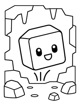 Free printable Bouncing Cube Slime In Cave coloring page