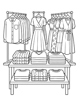 Free printable Boutique Clothing Display coloring page