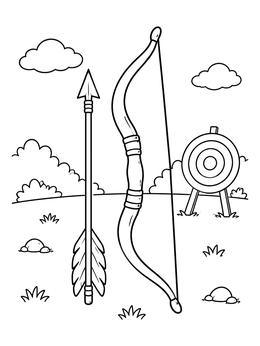 Free printable Bow, Arrow, And Target Outdoors coloring page