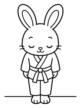 Free printable Bowing Judo Bunny coloring page