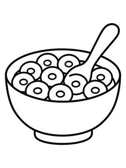 Free printable Bowl Of Cereal Loops With Spoon coloring page