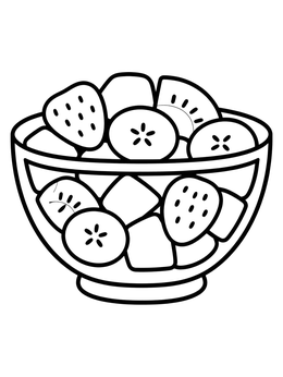 Free printable Bowl Of Fresh Fruit Salad coloring page