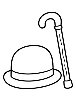 Free printable Bowler Hat And Walking Cane coloring page