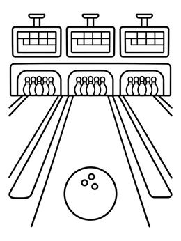 Free printable Bowling Alley With Lanes And Pins coloring page