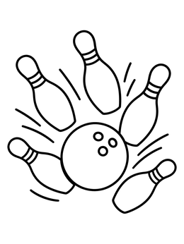 Free printable Bowling Ball Hitting Flying Pins coloring page