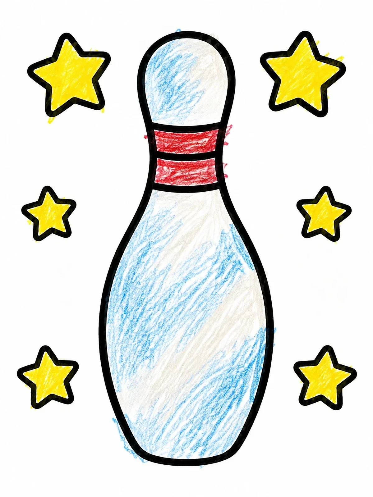 Colored example of the Bowling Pin With Stars coloring page