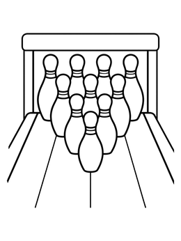 Free printable Bowling Pins On The Lane coloring page