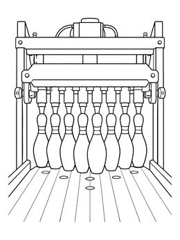 Free printable Mechanical Bowling Pinsetter On Lane coloring page