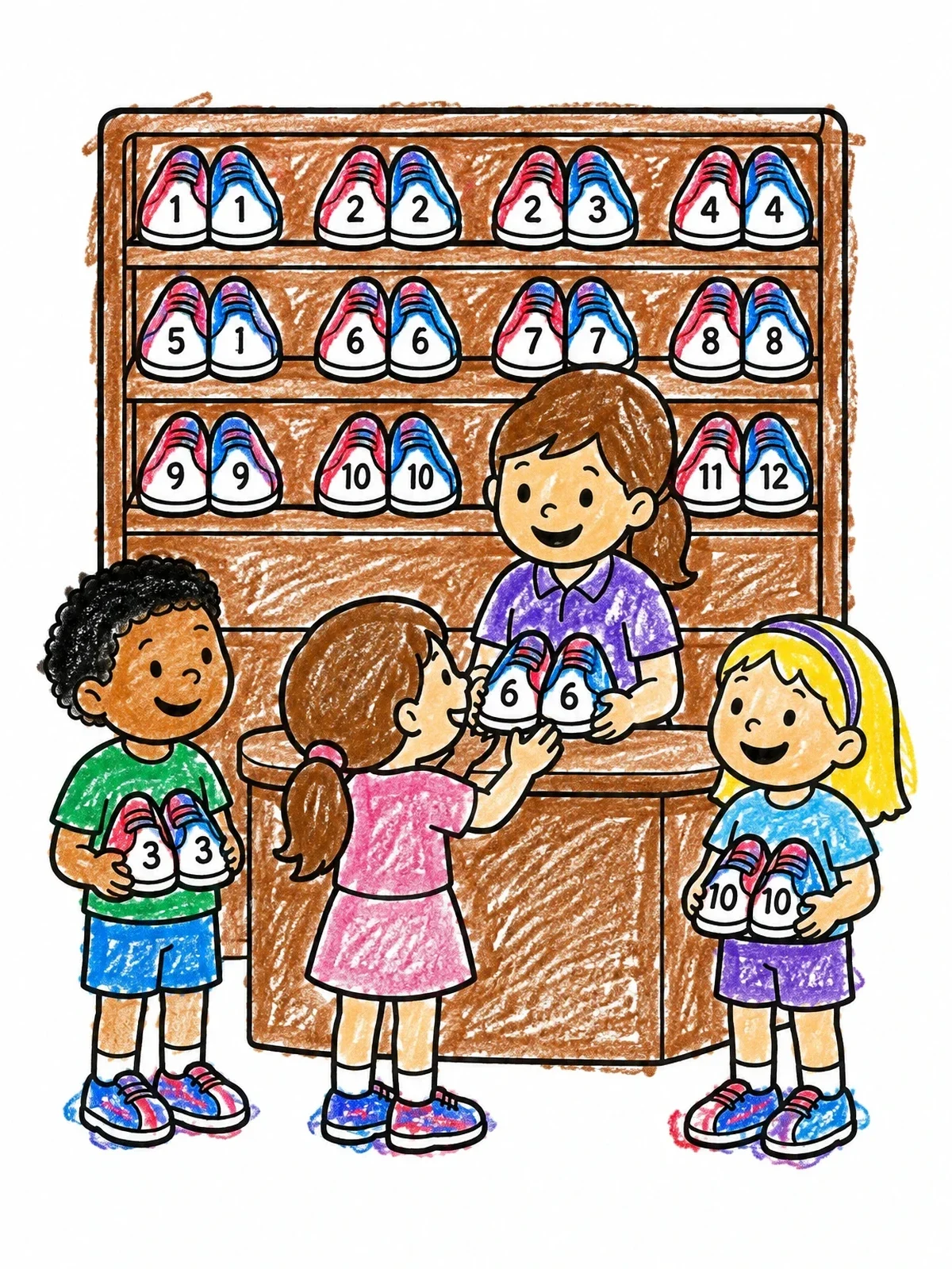 Colored example of the Bowling Shoe Rental Counter coloring page