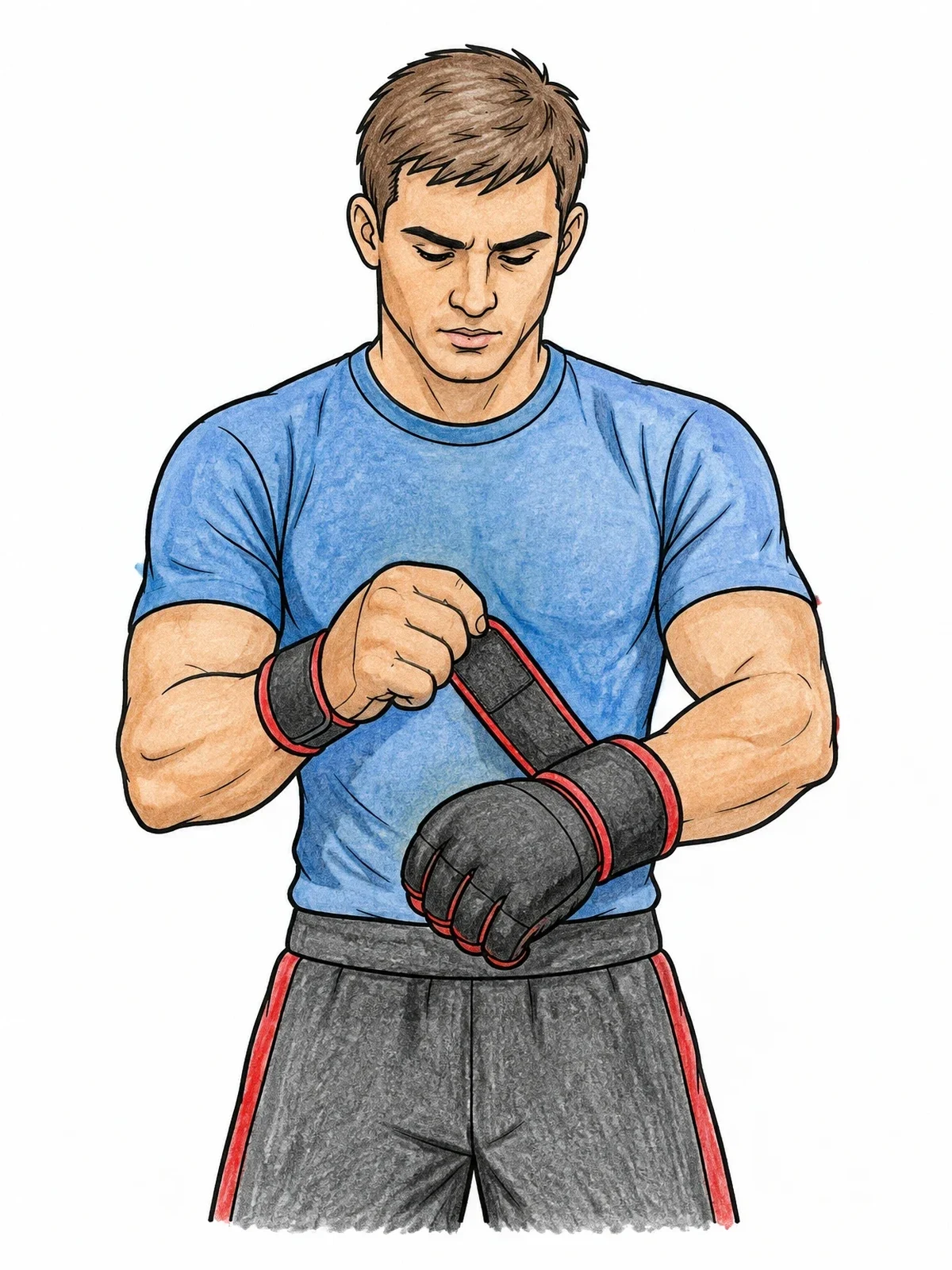 Colored example of the Boxer Fastening Wrist Strap coloring page